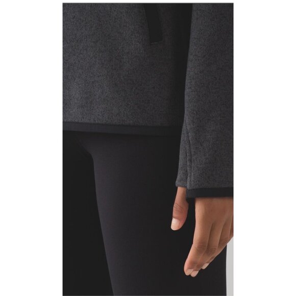 Lululemon Its Fleecing Cold Heathered Black 1/4 Zip Pullover Hoodie Sz 8 Pockets - Picture 6 of 9